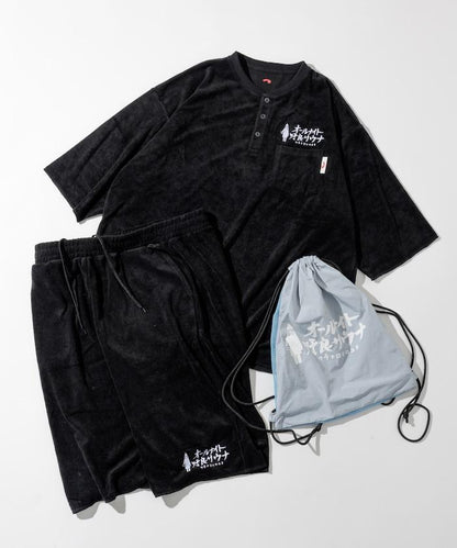 聯名 KANNAIGI × サウナ田ヒロユキ 毛圈布館內服套裝 含束口揹包