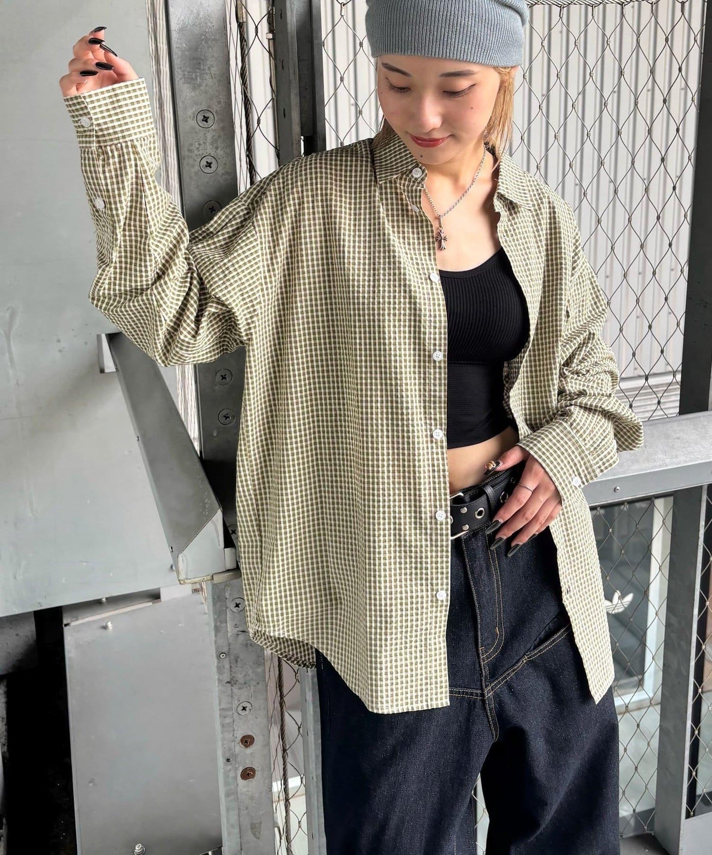 【WHO'S WHO gallery】格紋寬鬆襯衫