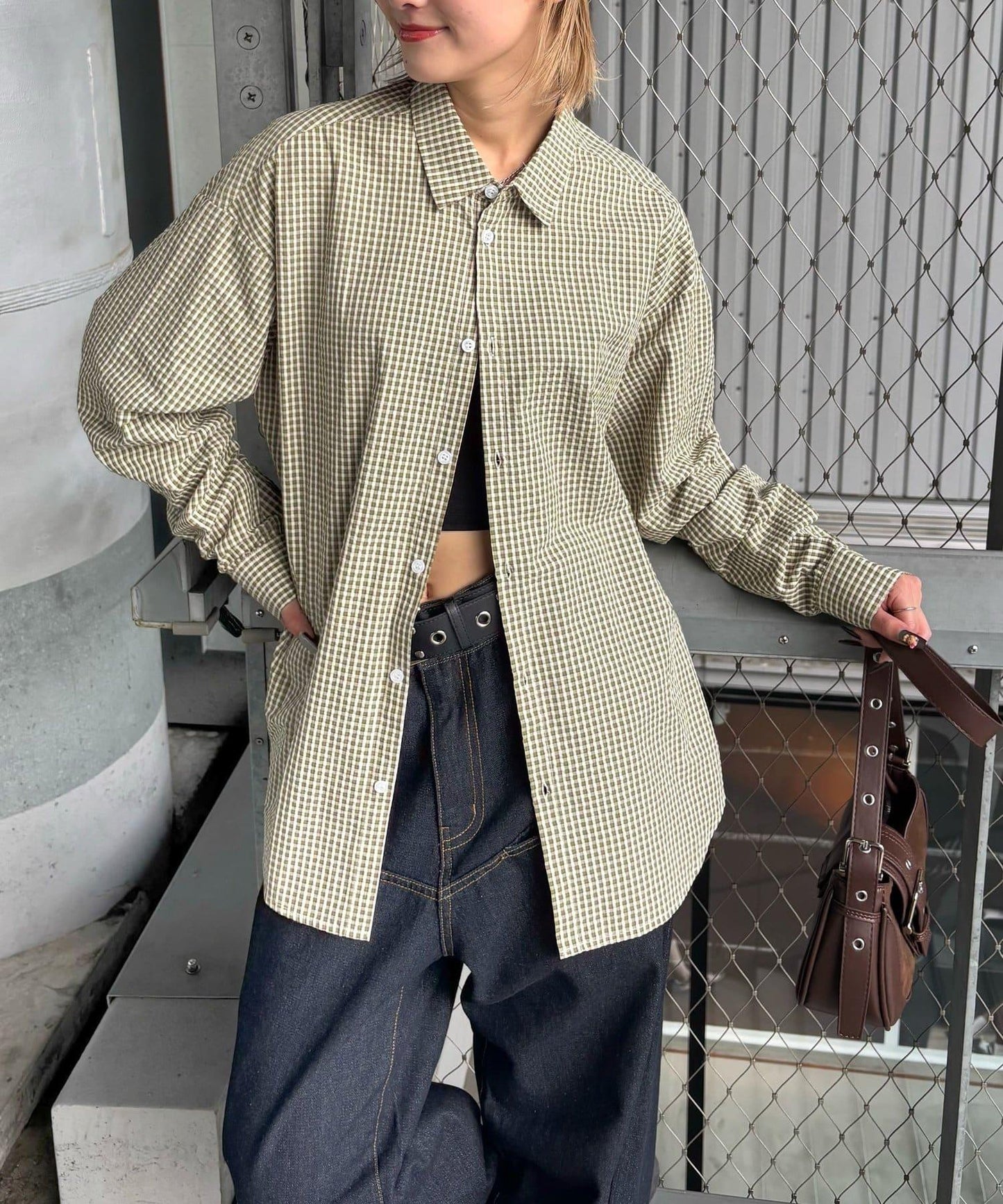 【WHO'S WHO gallery】格紋寬鬆襯衫