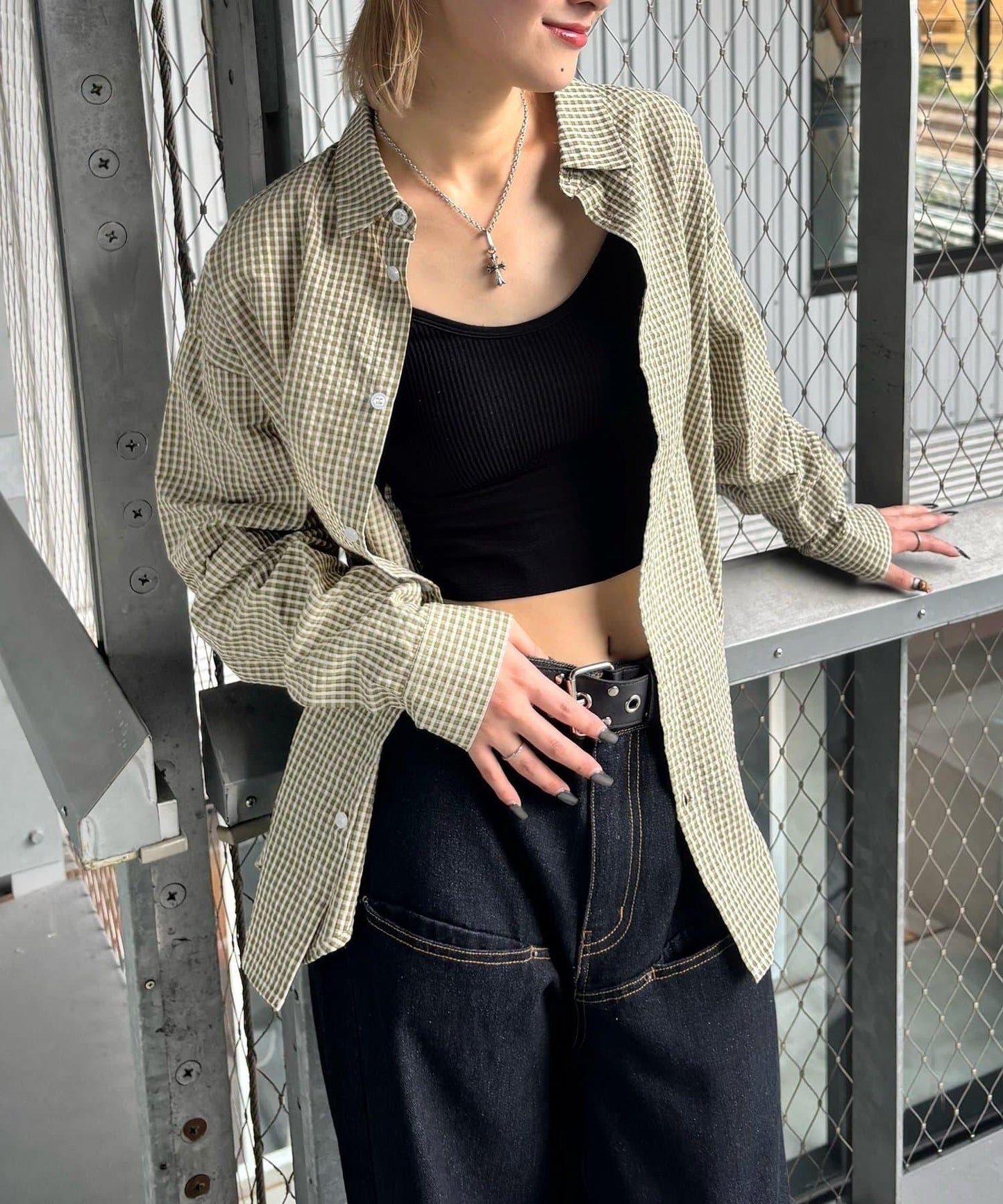 【WHO'S WHO gallery】格紋寬鬆襯衫