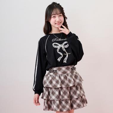 蕾絲蝴蝶結貼花長袖T恤