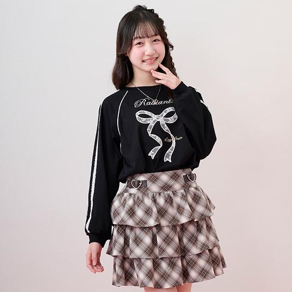 蕾絲蝴蝶結貼花長袖T恤