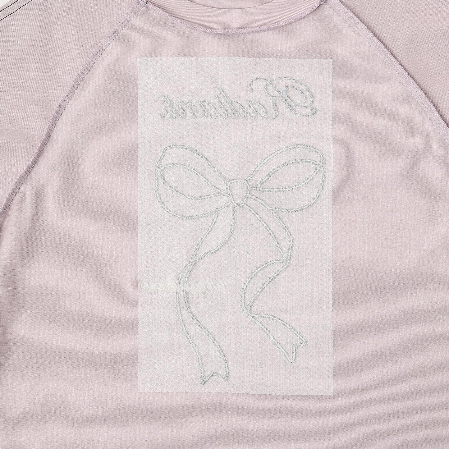 蕾絲蝴蝶結貼花長袖T恤