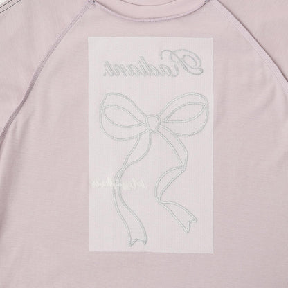 蕾絲蝴蝶結貼花長袖T恤