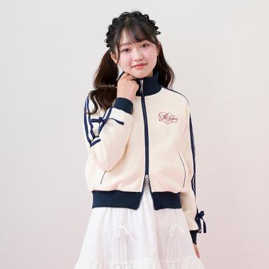 袖部蝴蝶結拼色運動夾克