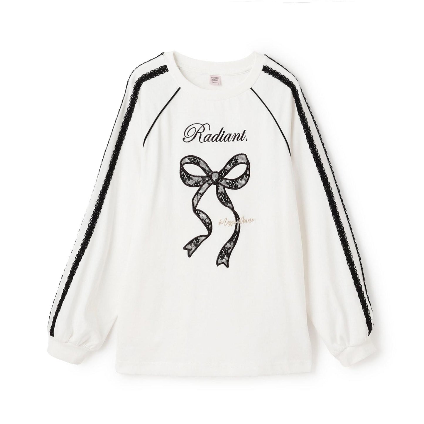 蕾絲蝴蝶結貼花長袖T恤