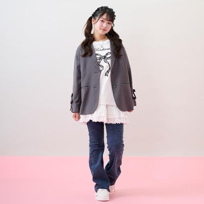 蕾絲蝴蝶結貼花長袖T恤