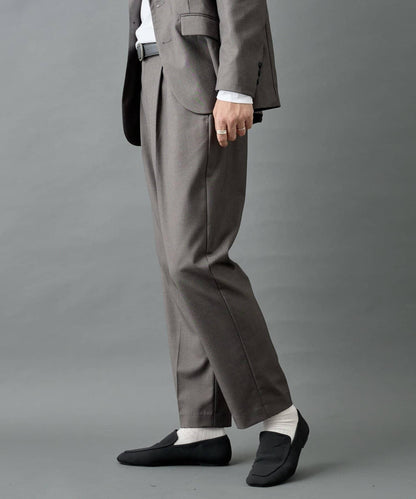 【AW/可搭配套裝】羊毛混紡錐形褲