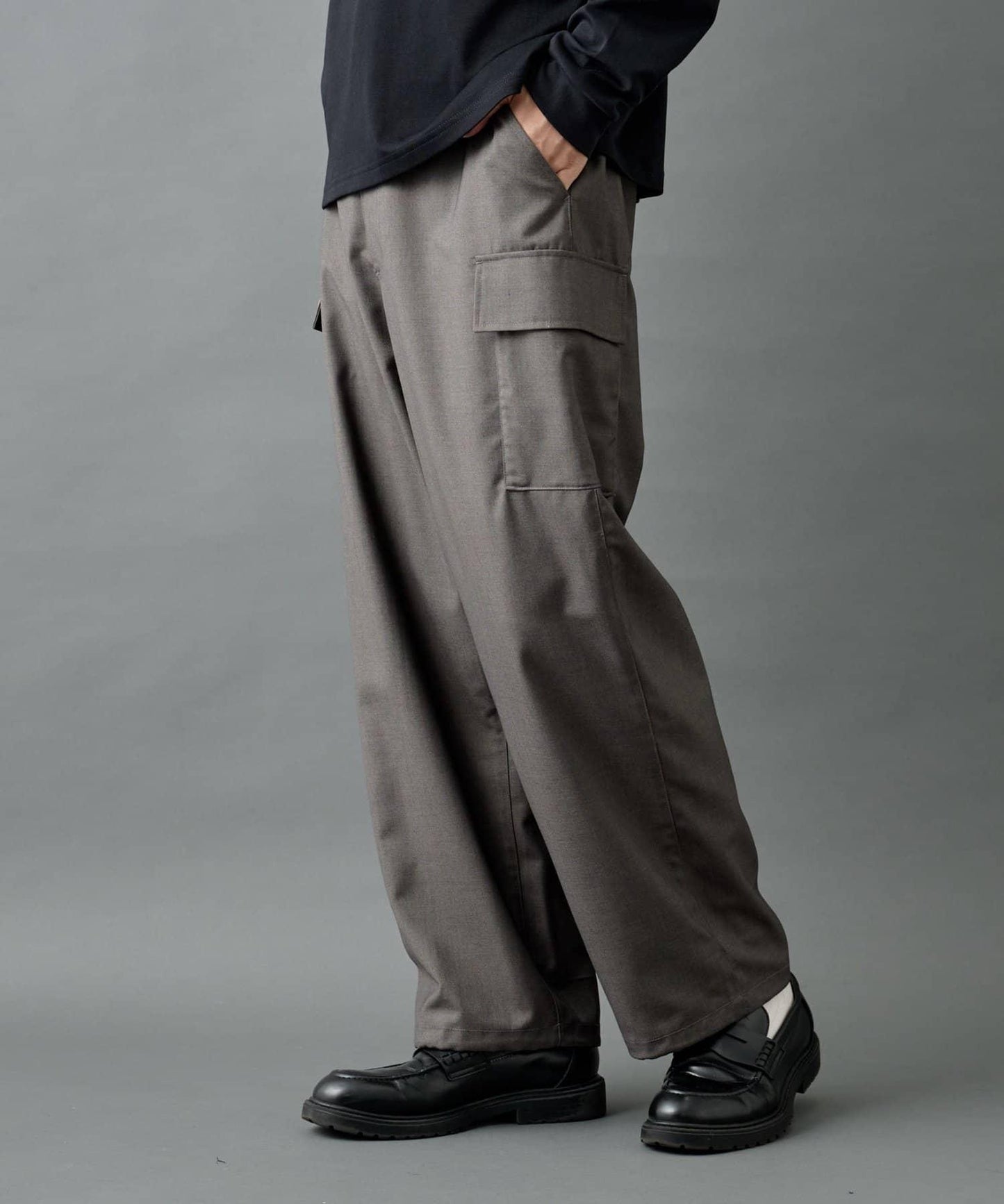 【AW/可搭配套裝】羊毛混紡工裝休閒褲