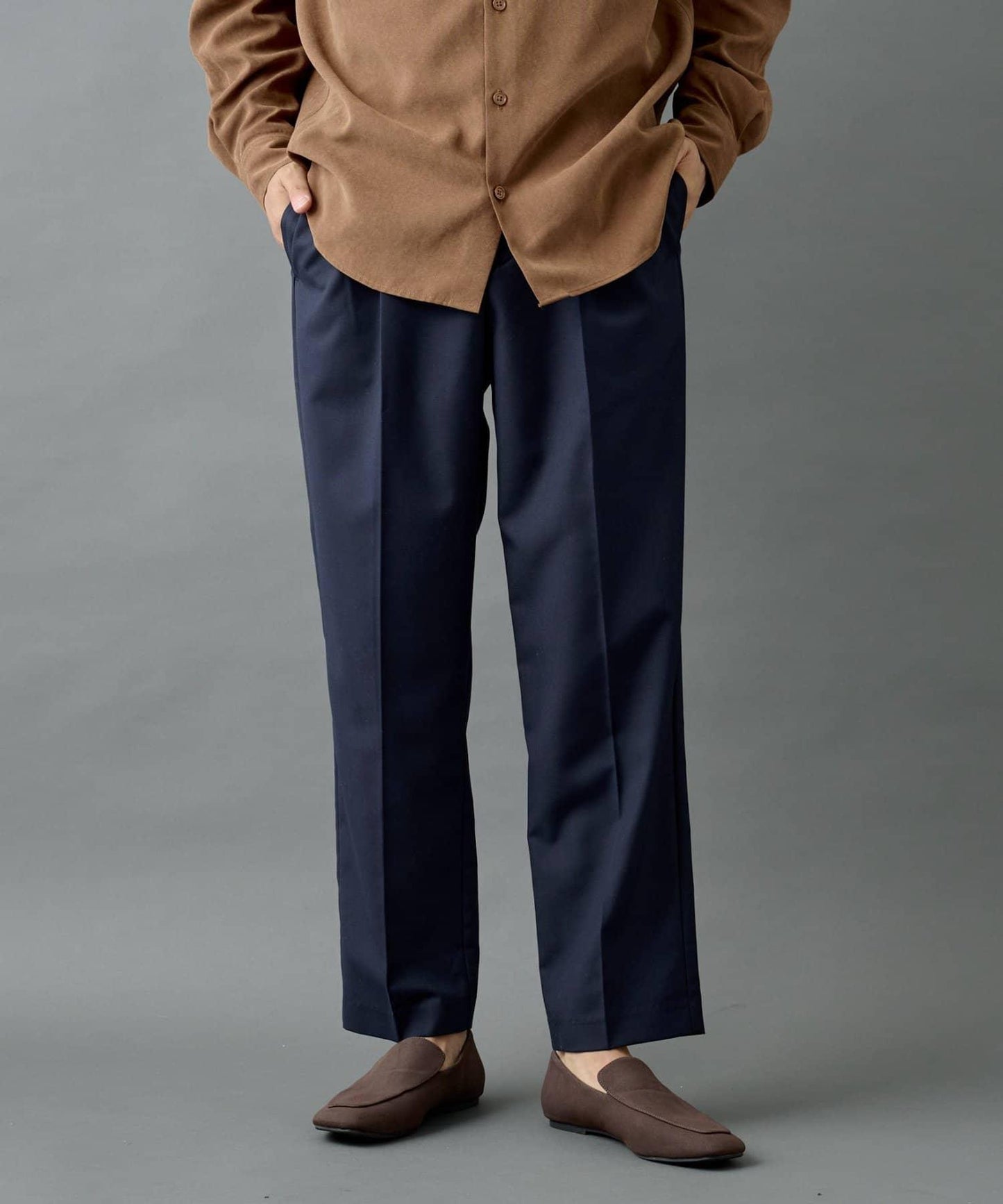 【AW/可搭配套裝】羊毛混紡錐形褲