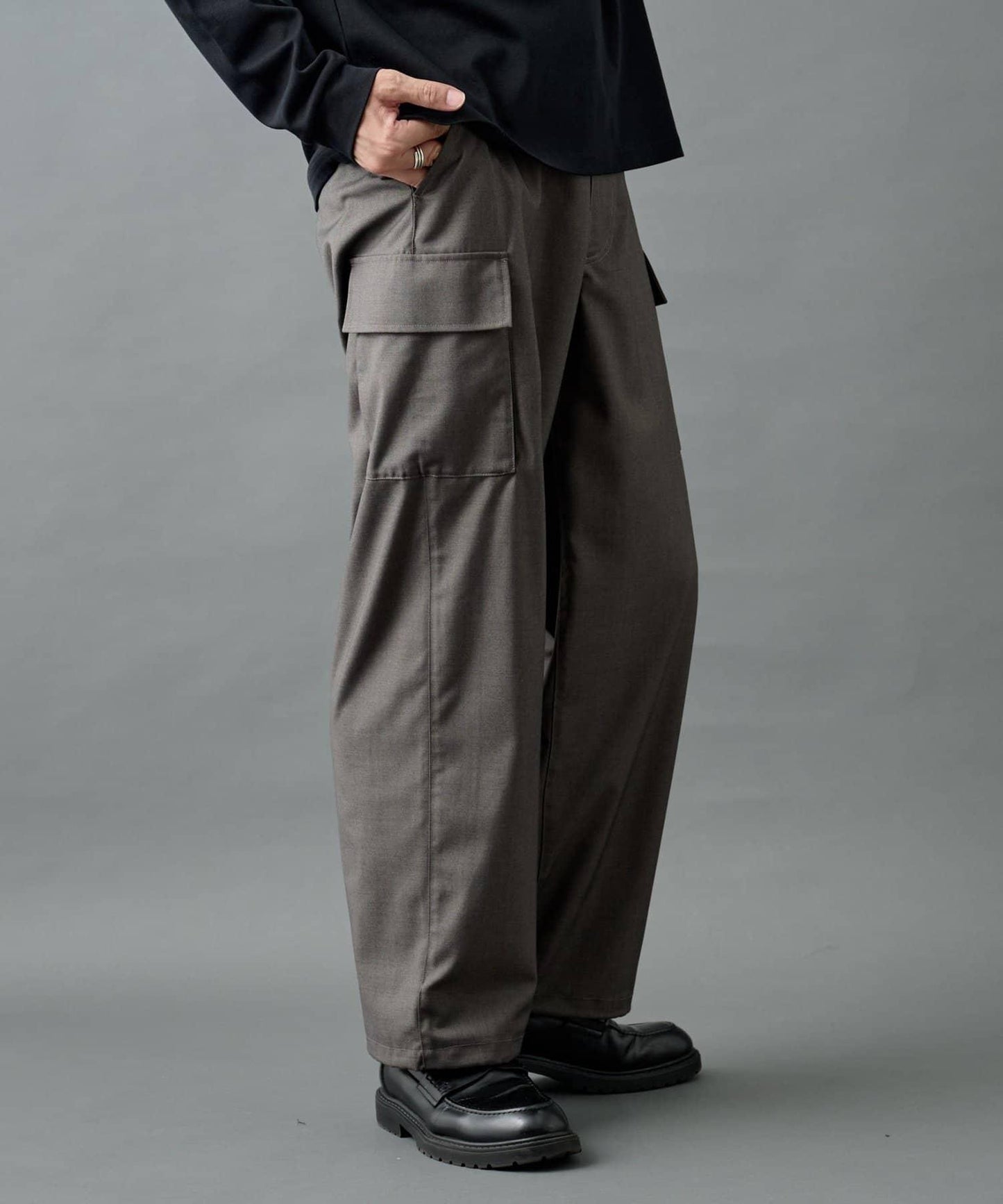 【AW/可搭配套裝】羊毛混紡工裝休閒褲