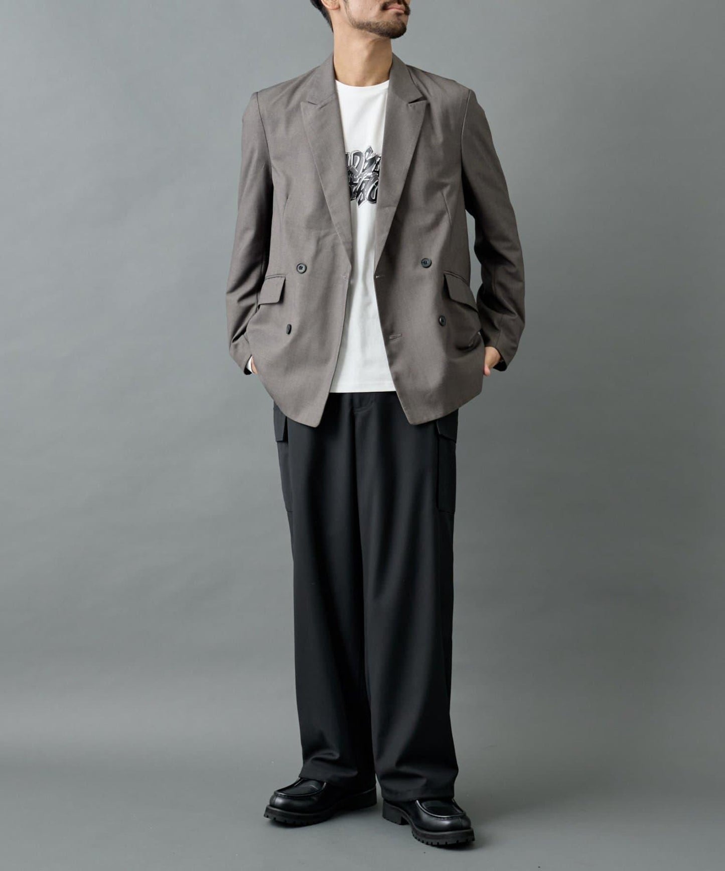 【AW/可搭配套裝】羊毛混紡工裝休閒褲