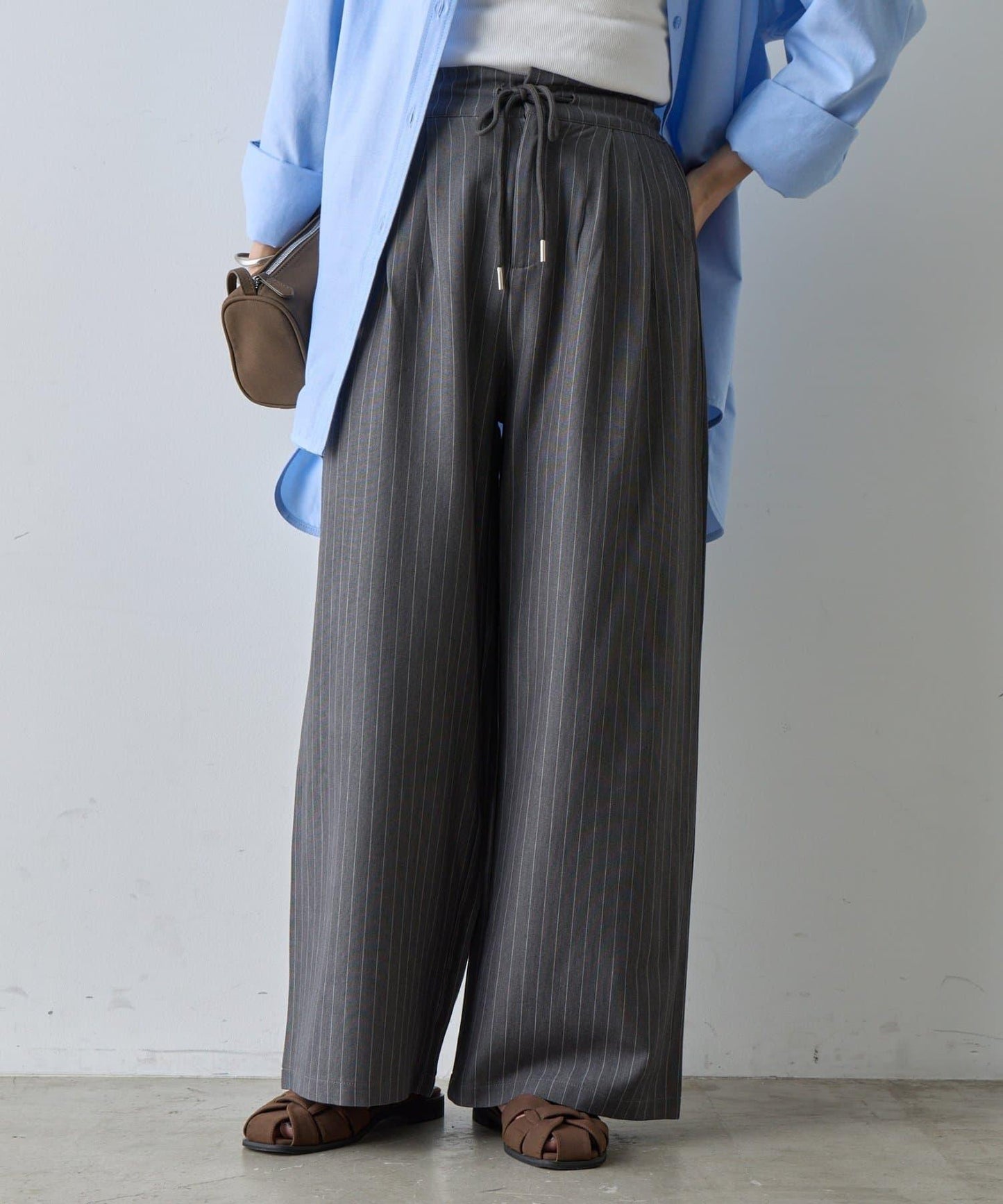 【AW】細條紋休閒褲