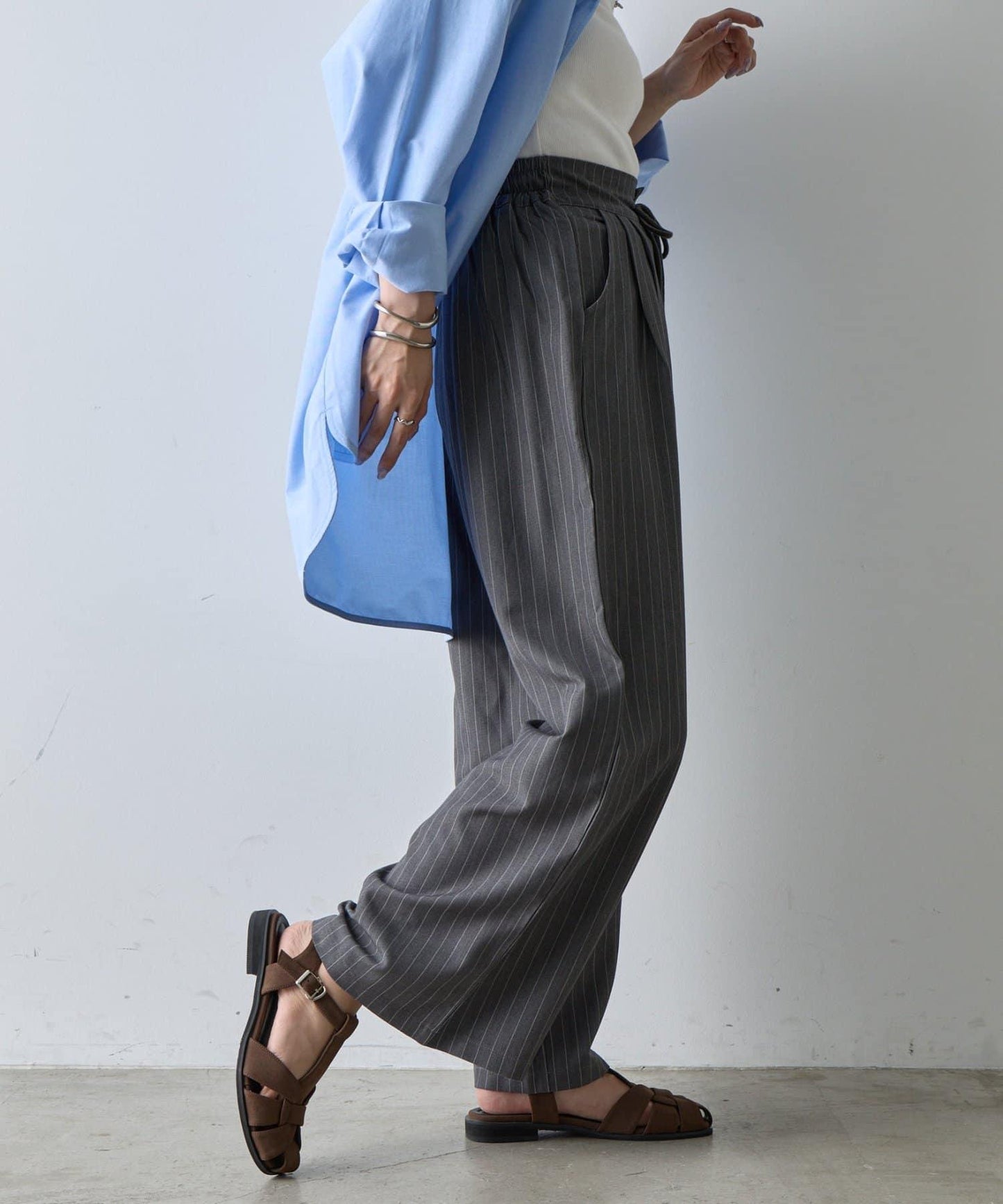 【AW】細條紋休閒褲