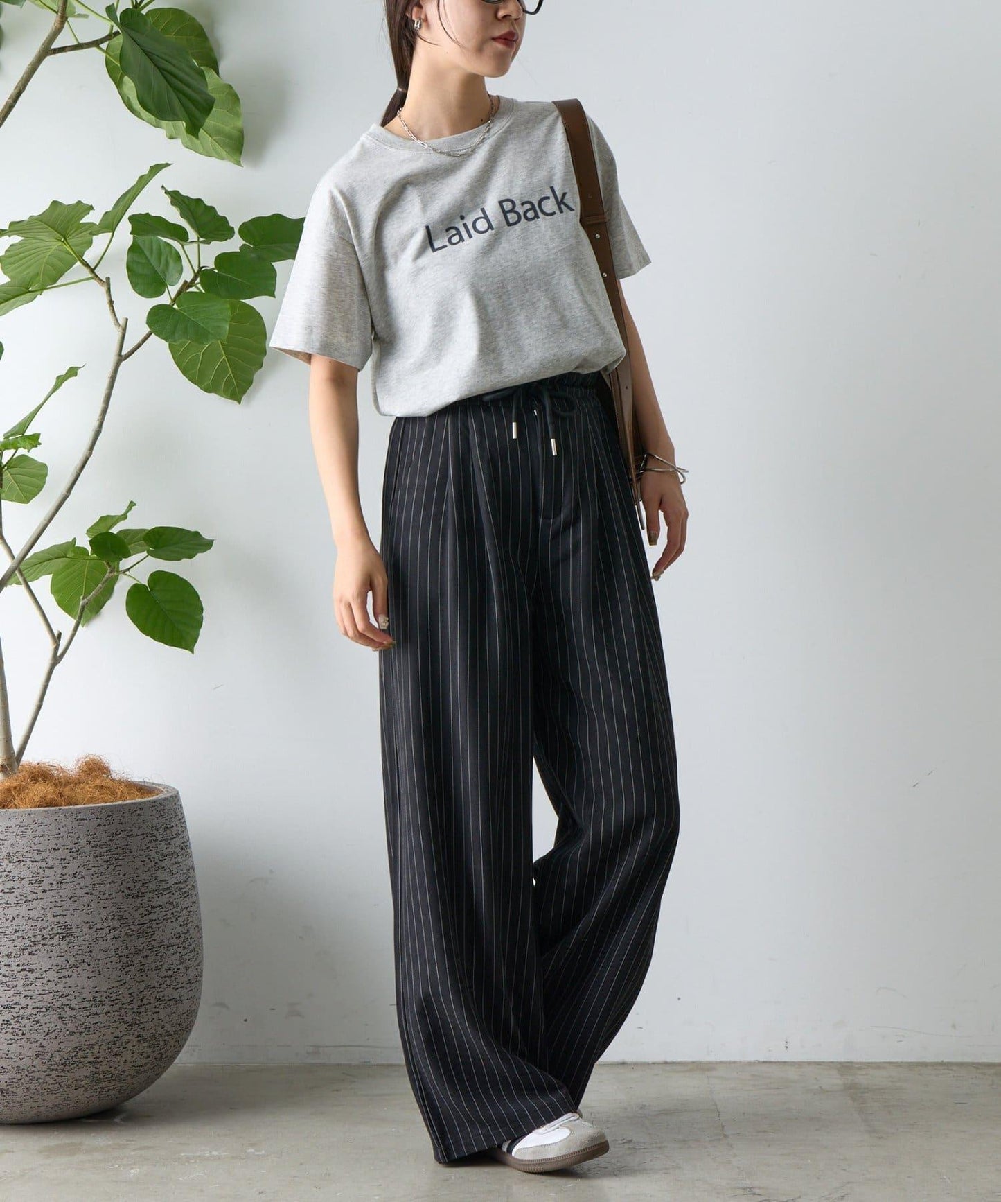 【AW】細條紋休閒褲