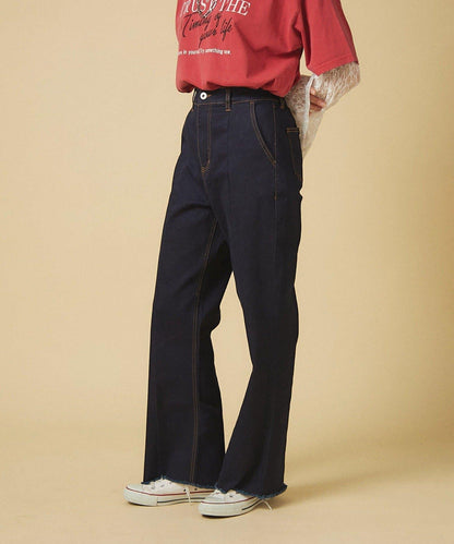 【nane】《サイズ展開有》直筒牛仔喇叭褲