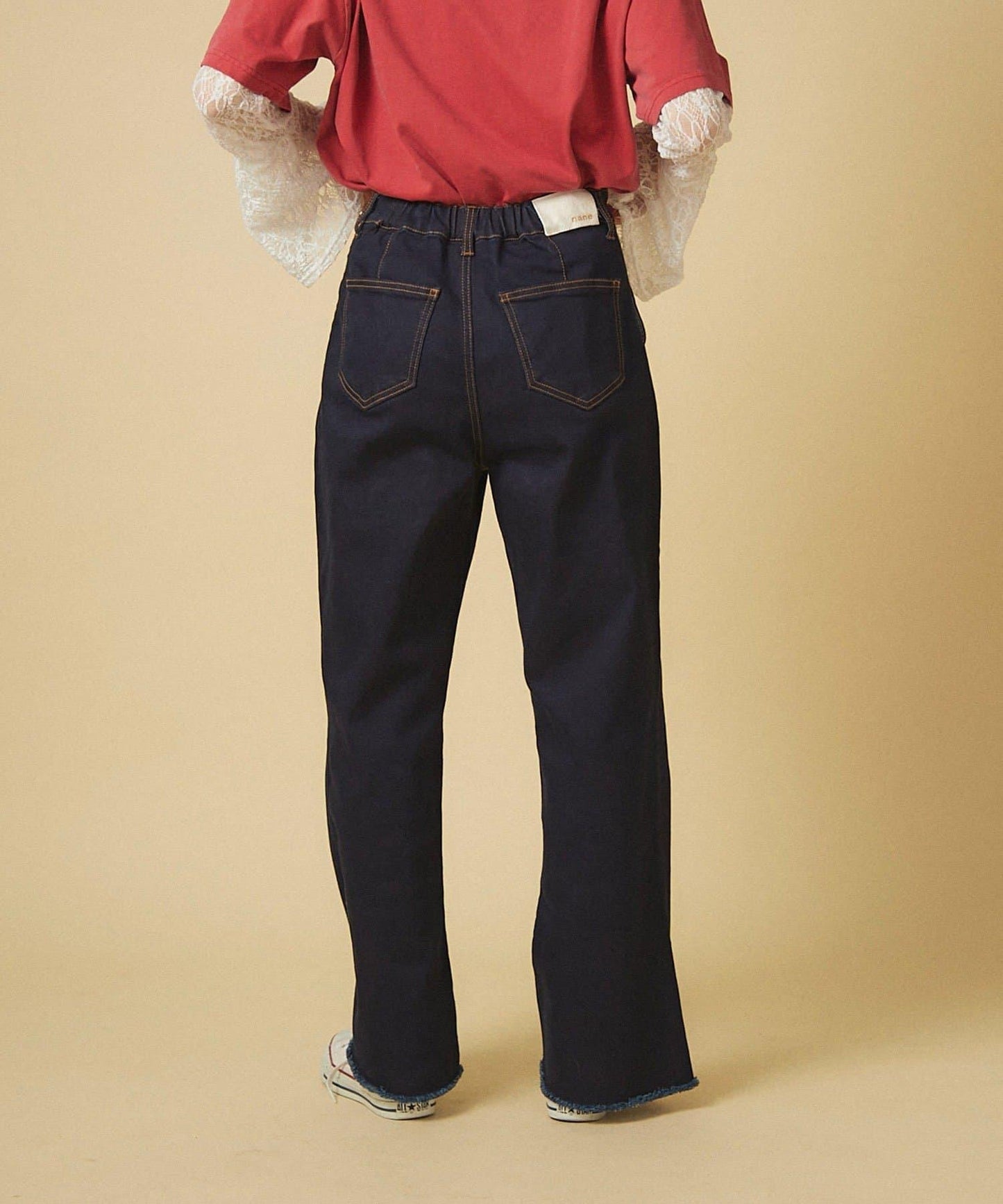 【nane】《サイズ展開有》直筒牛仔喇叭褲