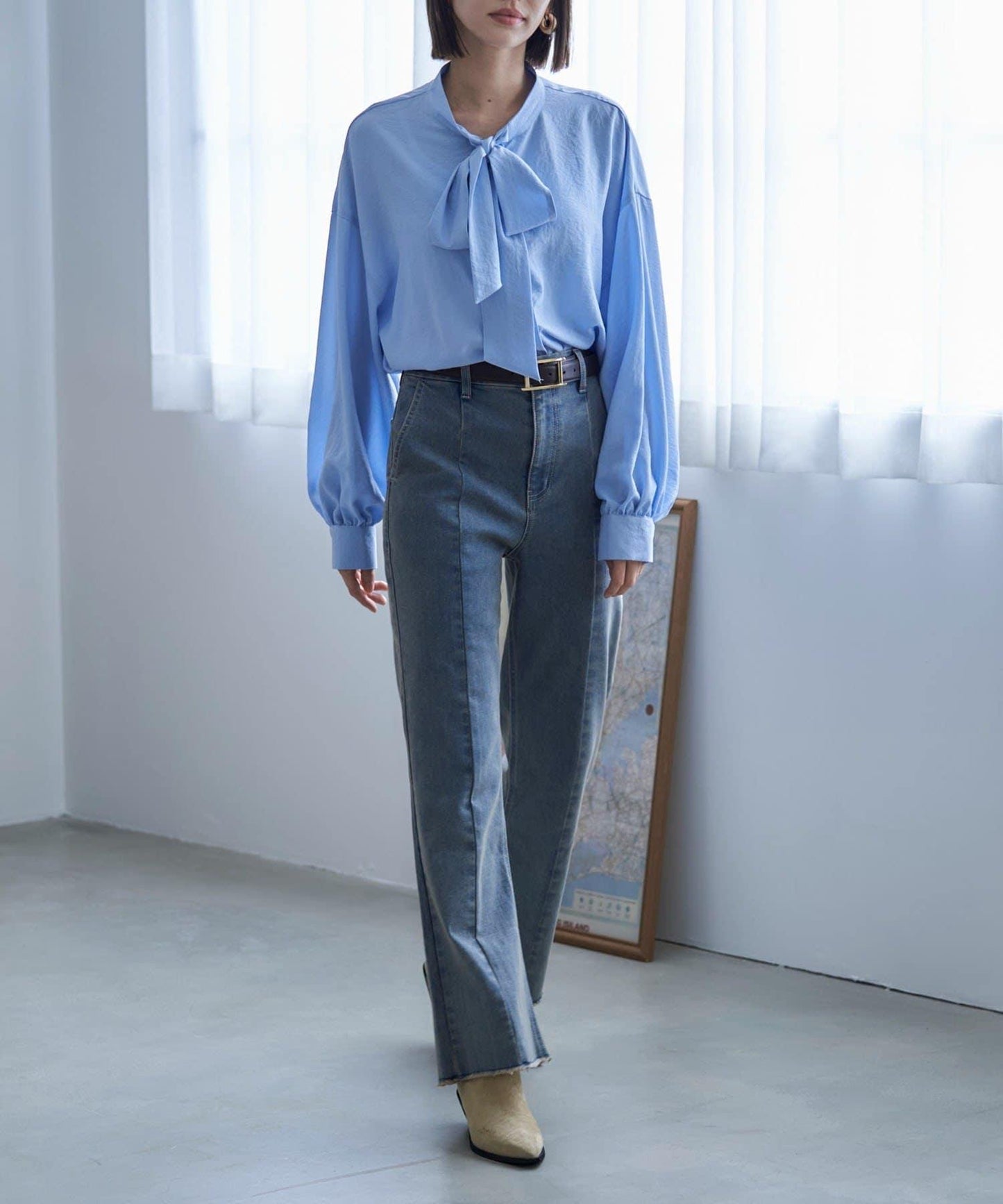 【nane】《サイズ展開有》直筒牛仔喇叭褲