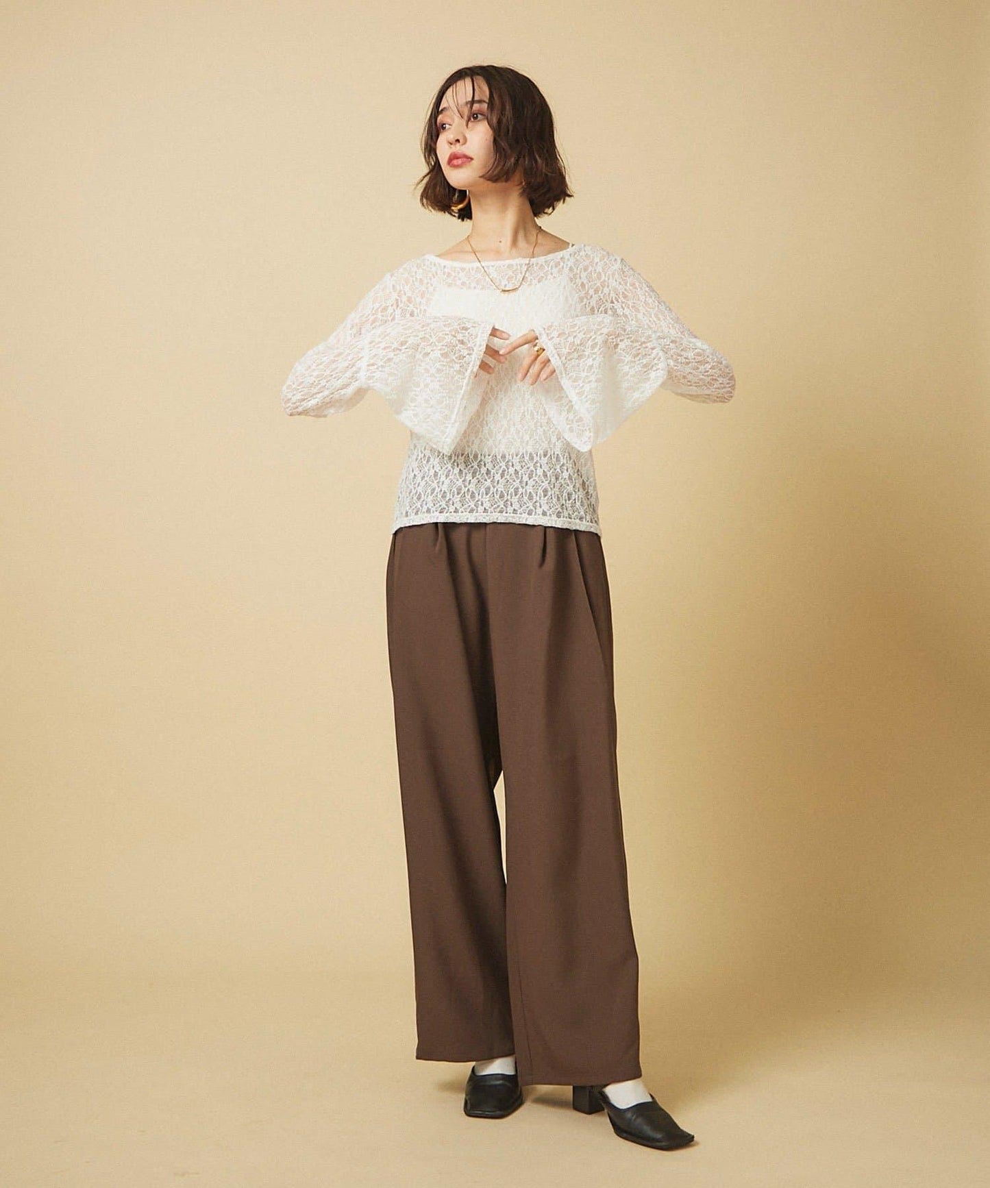 【SET UP對應】雙褶直筒褲