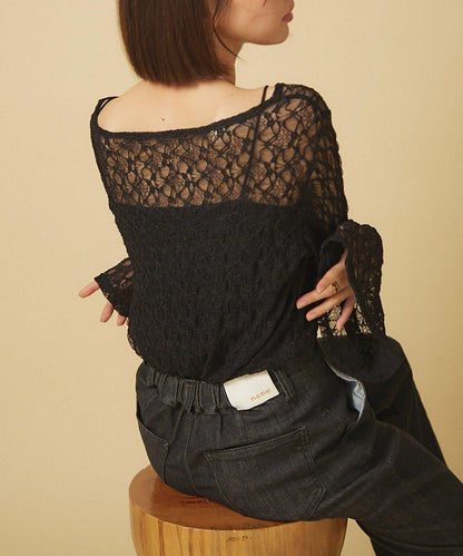 【nane】《サイズ展開有》直筒牛仔喇叭褲