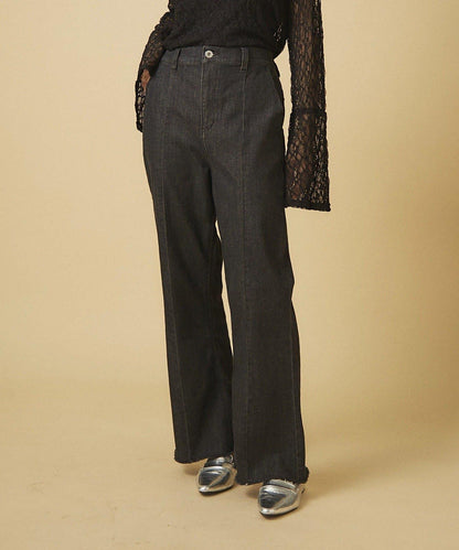 【nane】《サイズ展開有》直筒牛仔喇叭褲