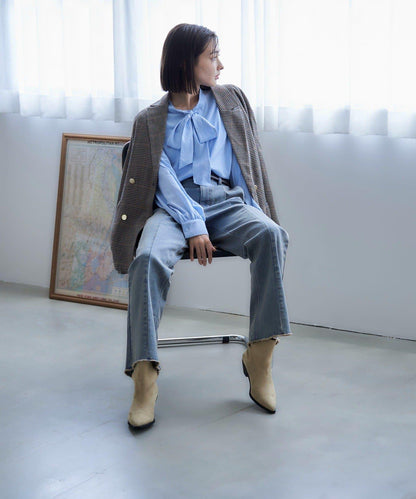 【nane】《サイズ展開有》直筒牛仔喇叭褲