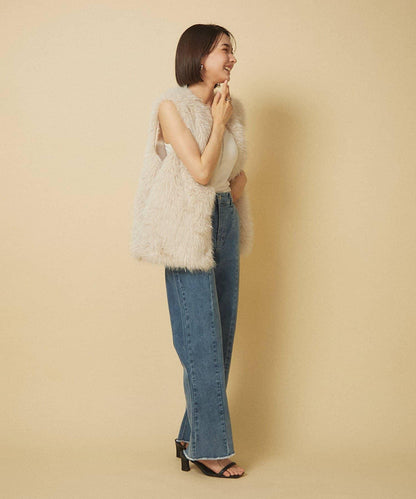 【nane】《サイズ展開有》直筒牛仔喇叭褲