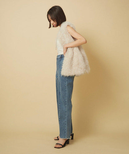 【nane】《サイズ展開有》直筒牛仔喇叭褲