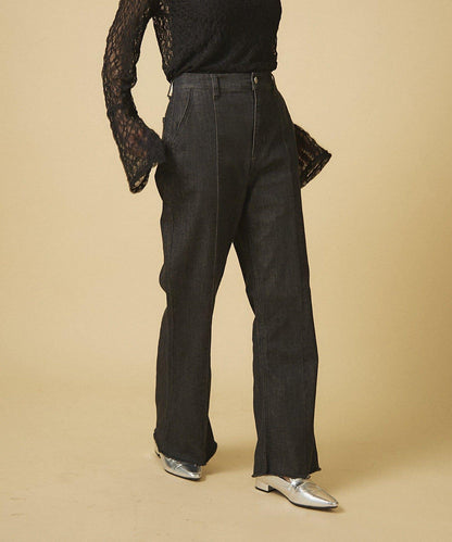 【nane】《サイズ展開有》直筒牛仔喇叭褲