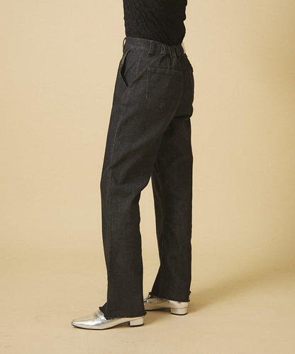 【nane】《サイズ展開有》直筒牛仔喇叭褲