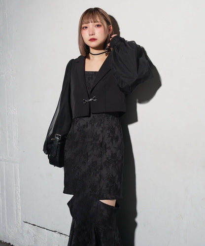 【Mavie..7】網紗袖短款夾克