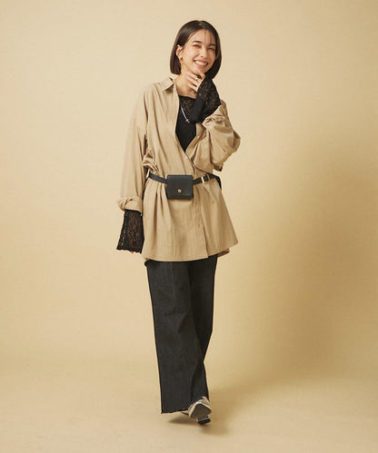 【nane】《サイズ展開有》直筒牛仔喇叭褲