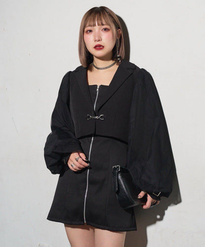 【Mavie..7】網紗袖短款夾克
