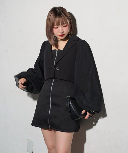 【Mavie..7】網紗袖短款夾克