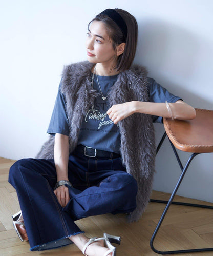 【nane】《サイズ展開有》直筒牛仔喇叭褲