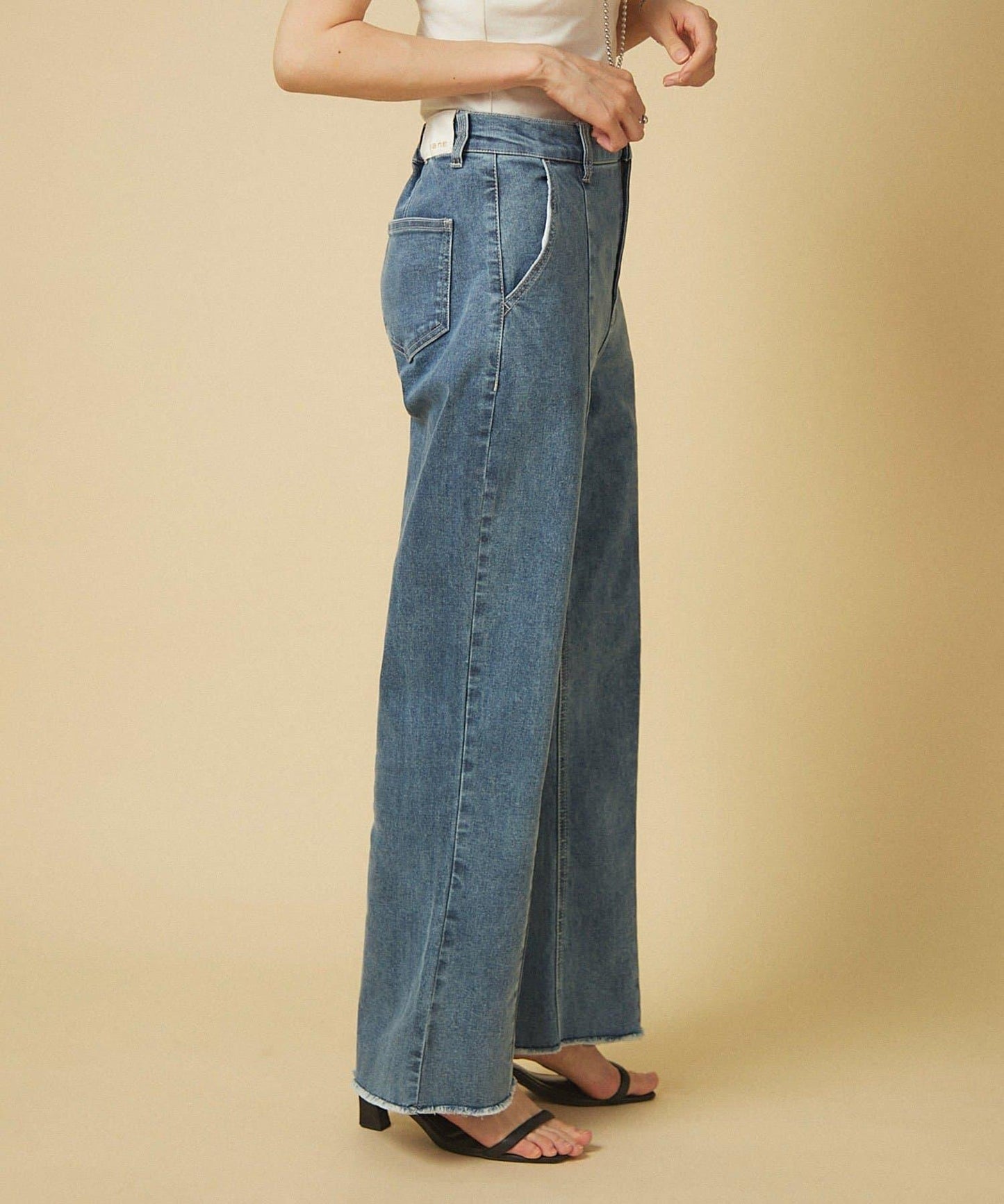 【nane】《サイズ展開有》直筒牛仔喇叭褲