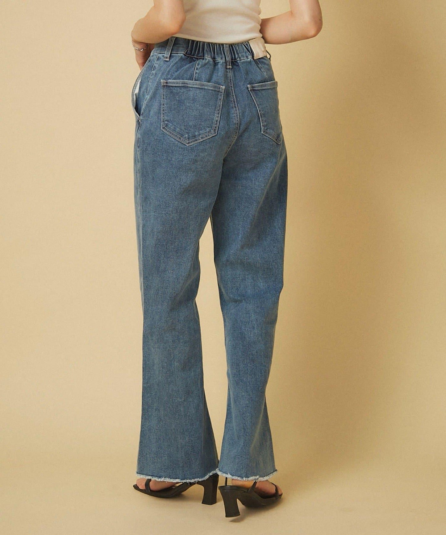 【nane】《サイズ展開有》直筒牛仔喇叭褲