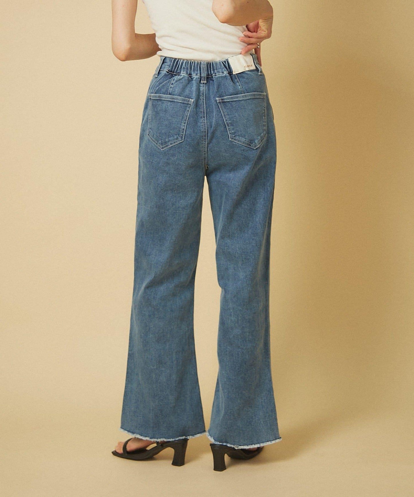 【nane】《サイズ展開有》直筒牛仔喇叭褲