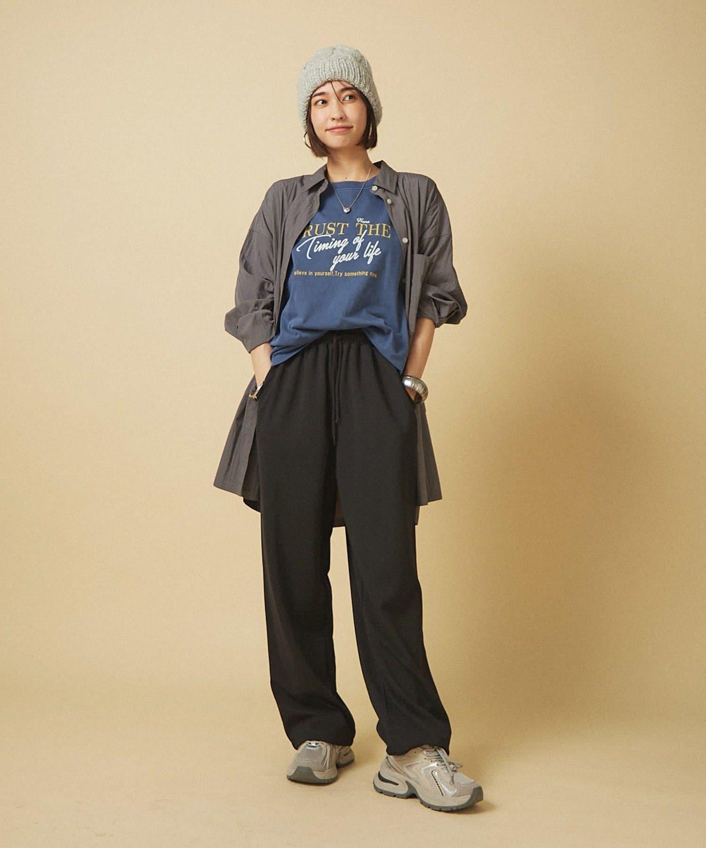 【nane】針織休閒寬鬆長褲