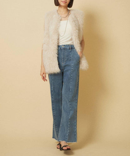 【nane】《サイズ展開有》直筒牛仔喇叭褲