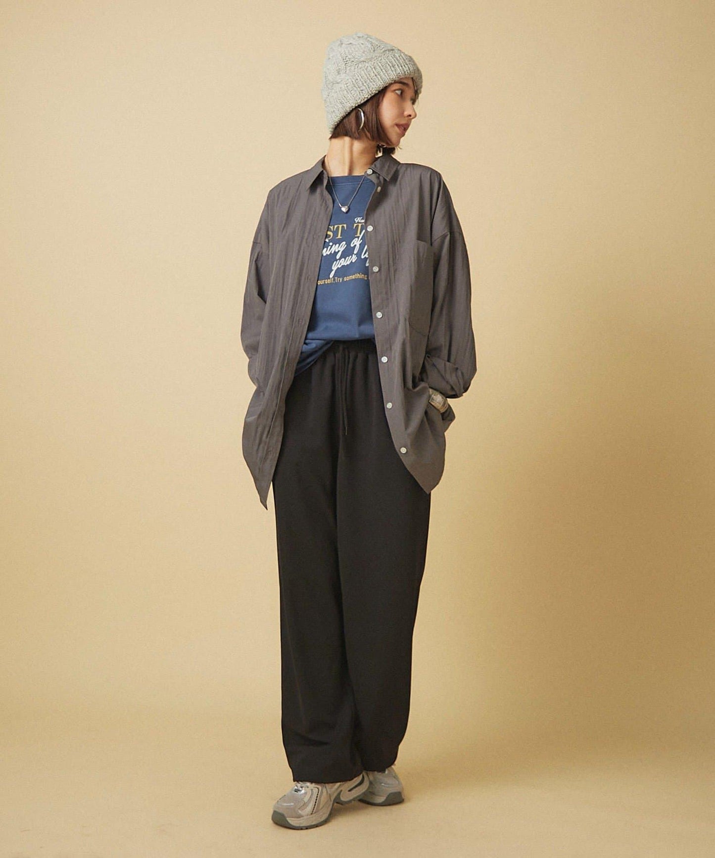 【nane】針織休閒寬鬆長褲