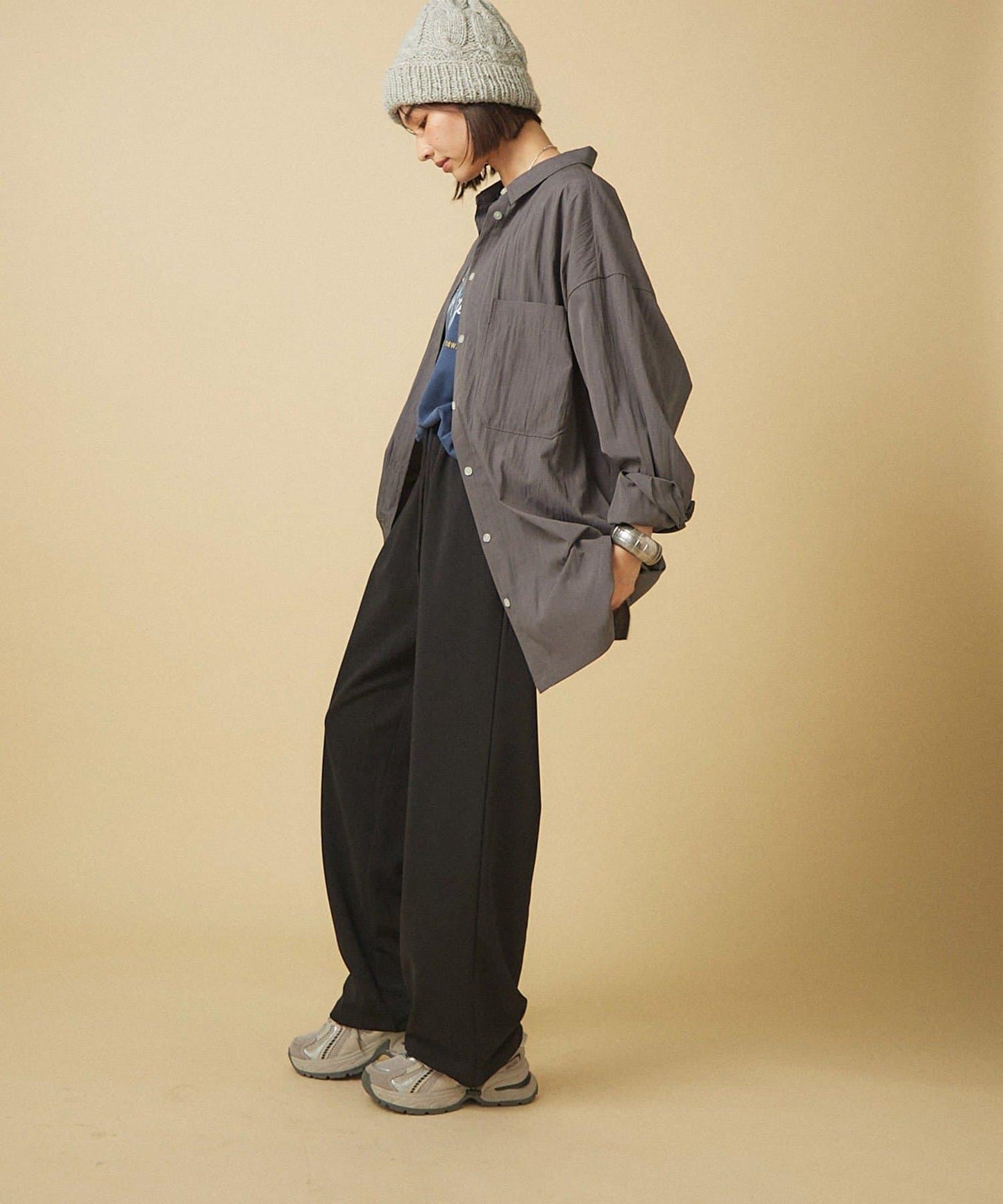 【nane】針織休閒寬鬆長褲