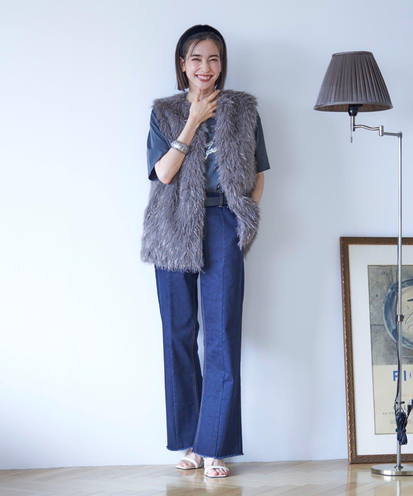 【nane】《サイズ展開有》直筒牛仔喇叭褲