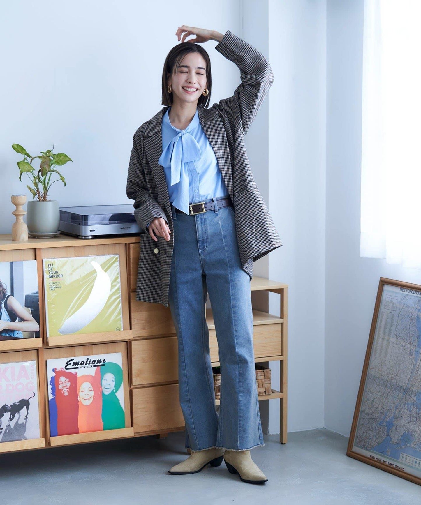 【nane】《サイズ展開有》直筒牛仔喇叭褲