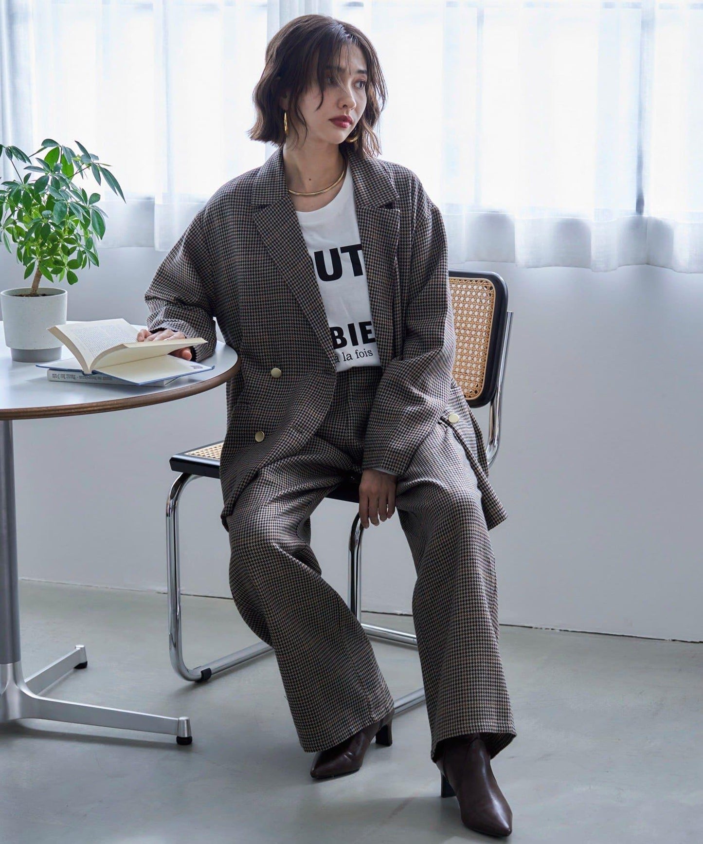 【SET UP對應】雙褶直筒褲