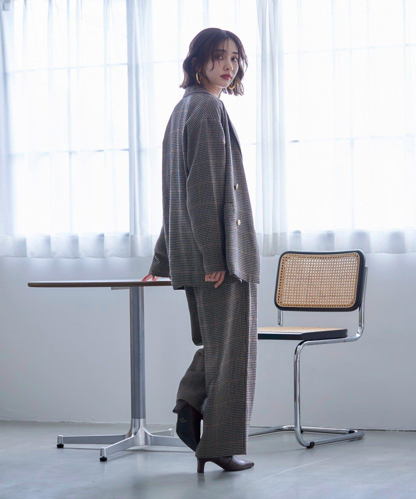 【SET UP對應】雙褶直筒褲