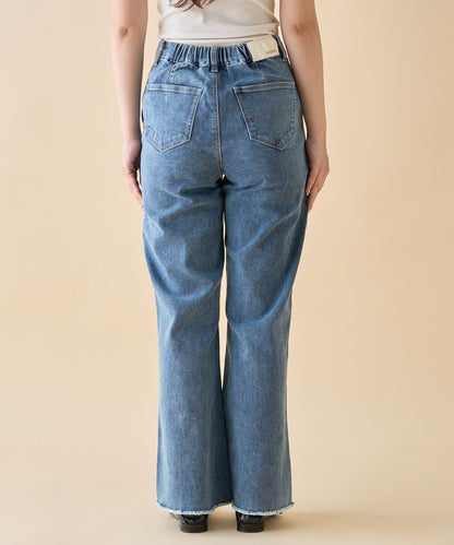 【nane】《サイズ展開有》直筒牛仔喇叭褲