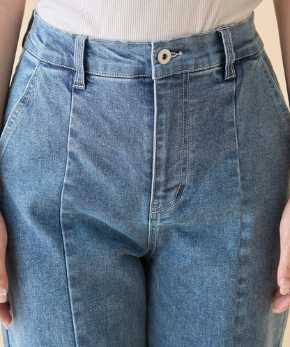 【nane】《サイズ展開有》直筒牛仔喇叭褲