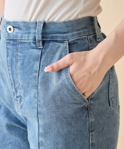 【nane】《サイズ展開有》直筒牛仔喇叭褲