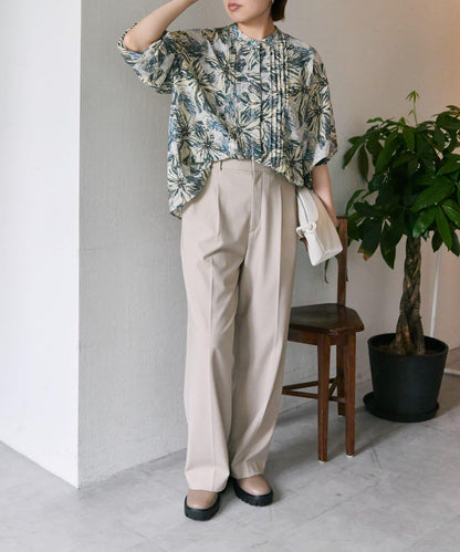 植物圖案/花卉圖案褶皺裝飾襯衫【SUM1 STYLE(スミスタイル)】